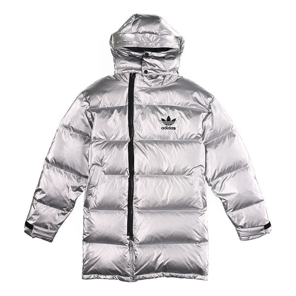 

Пуховик adidas originals Metal Dwn Jkt Stay Warm Diagonal zipper Sports hooded down Jacket Silver, цвет silver