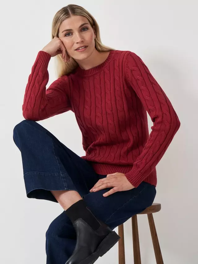 

Джемпер Crew Clothing Chunky Cable Knit Cashmere Blend, цвет dark red
