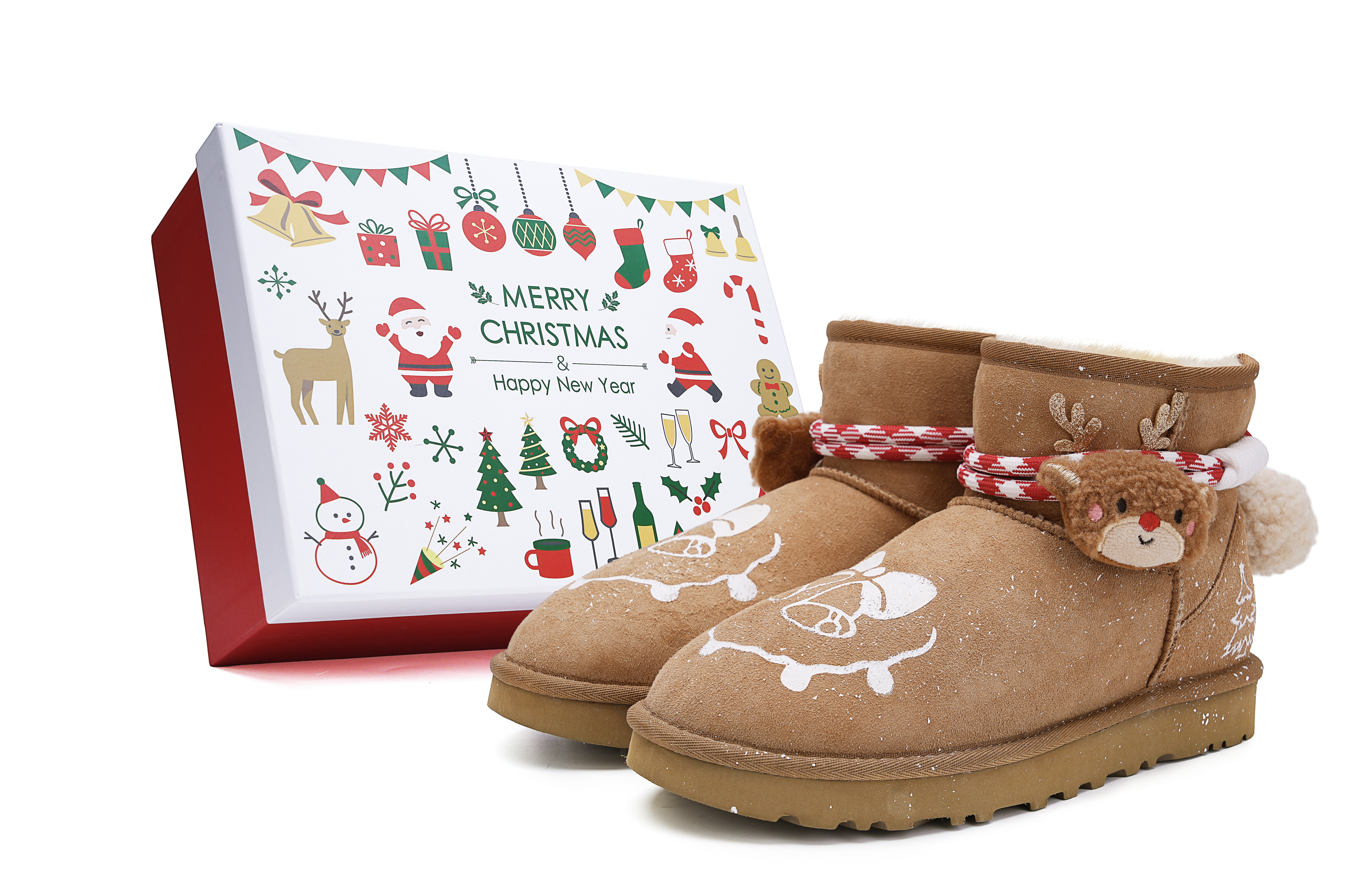 Угги UGG Classic Mini II с зимним декором, коричневый