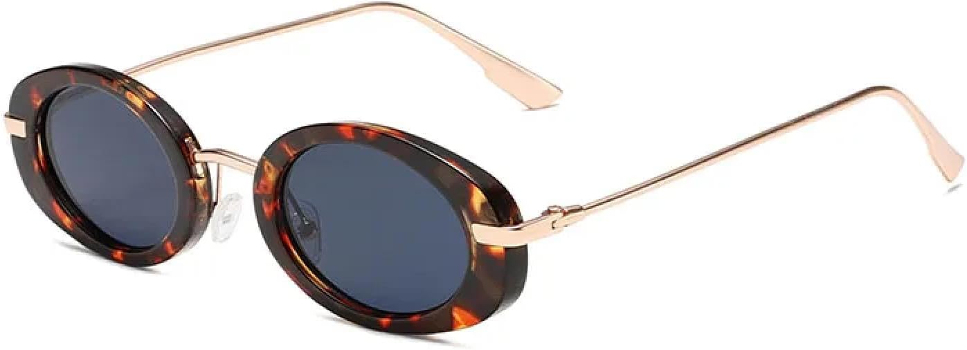 

Солнцезащитные очки с защитой от УФ-излучения UV400 | Металлические круглые очки для женщин | Линзы конфетных цветов для занятий спортом на открытом воздухе и вождения DSVIGF, Leopard Grey Gold