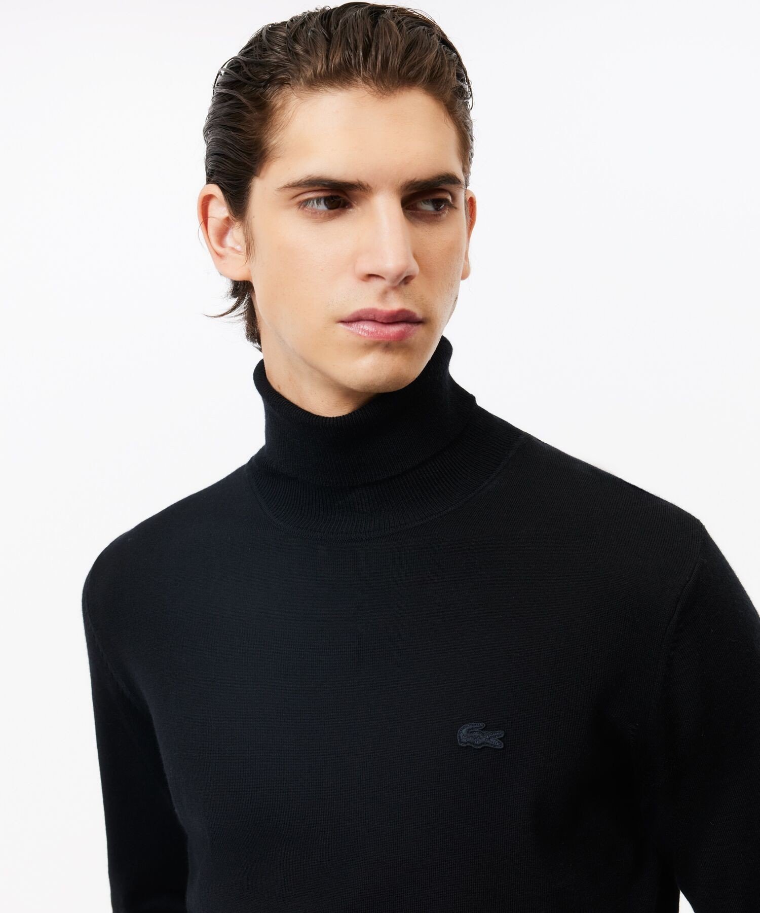 Свитер с высоким воротником из мериносовой шерсти LACOSTE, Black — фото 2