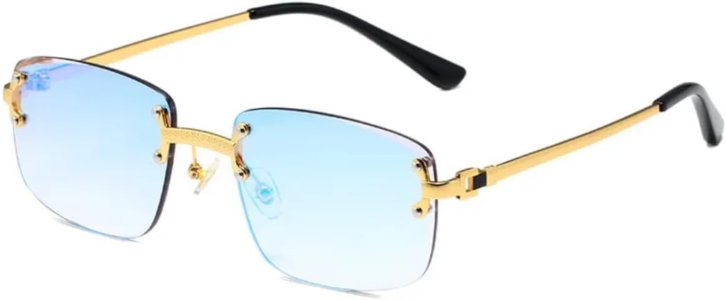 

Солнцезащитные очки с защитой UV400 | Без оправы, без заклепок, в стиле панк, с разноцветными линзами | Для женщин и мужчин, для занятий спортом на открытом воздухе и вождения DSVIGF, Mirror Blue