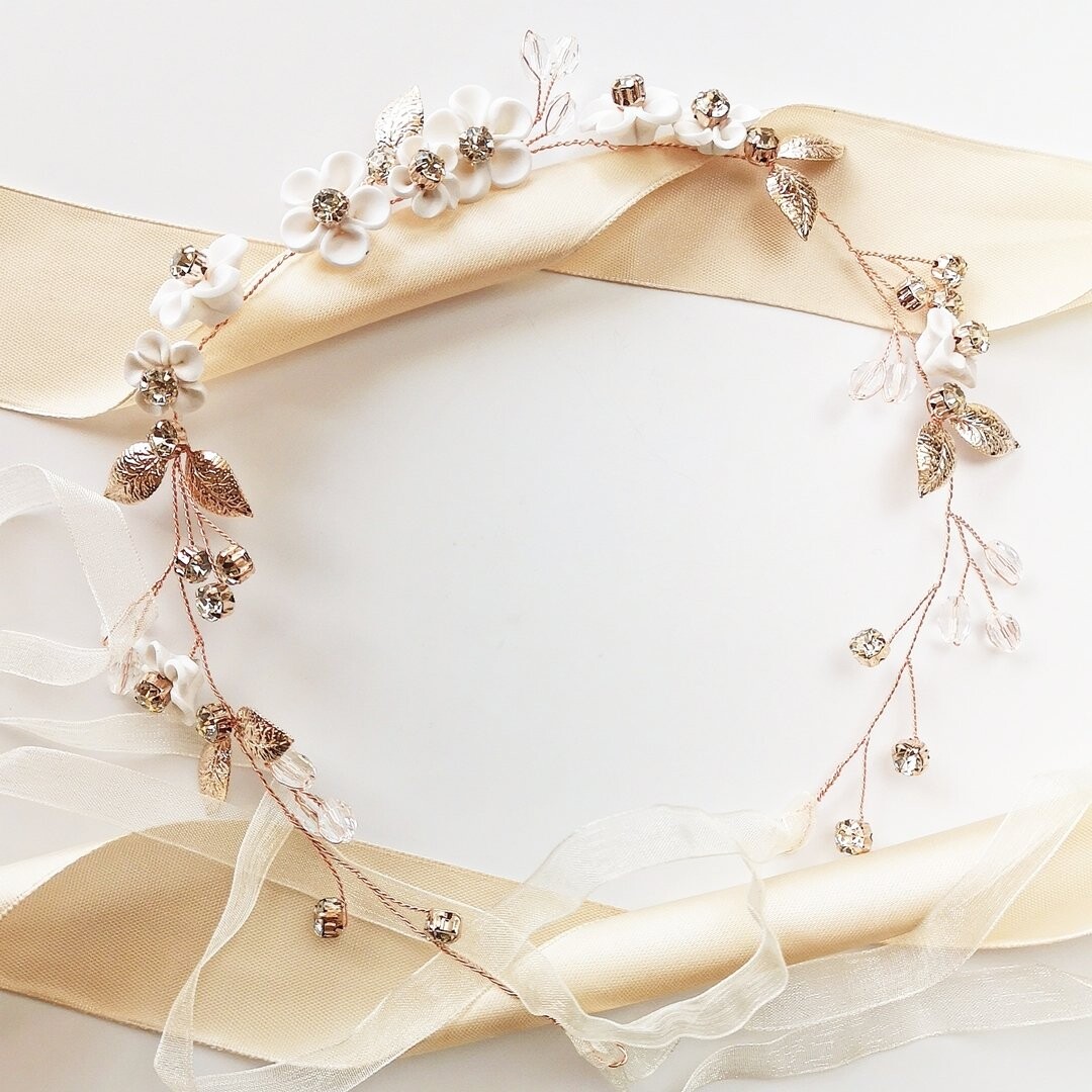 

КОКОНЕТ, цветочный венок РОЗА с листьями, свадебное украшение в стиле БОХО Kokonet