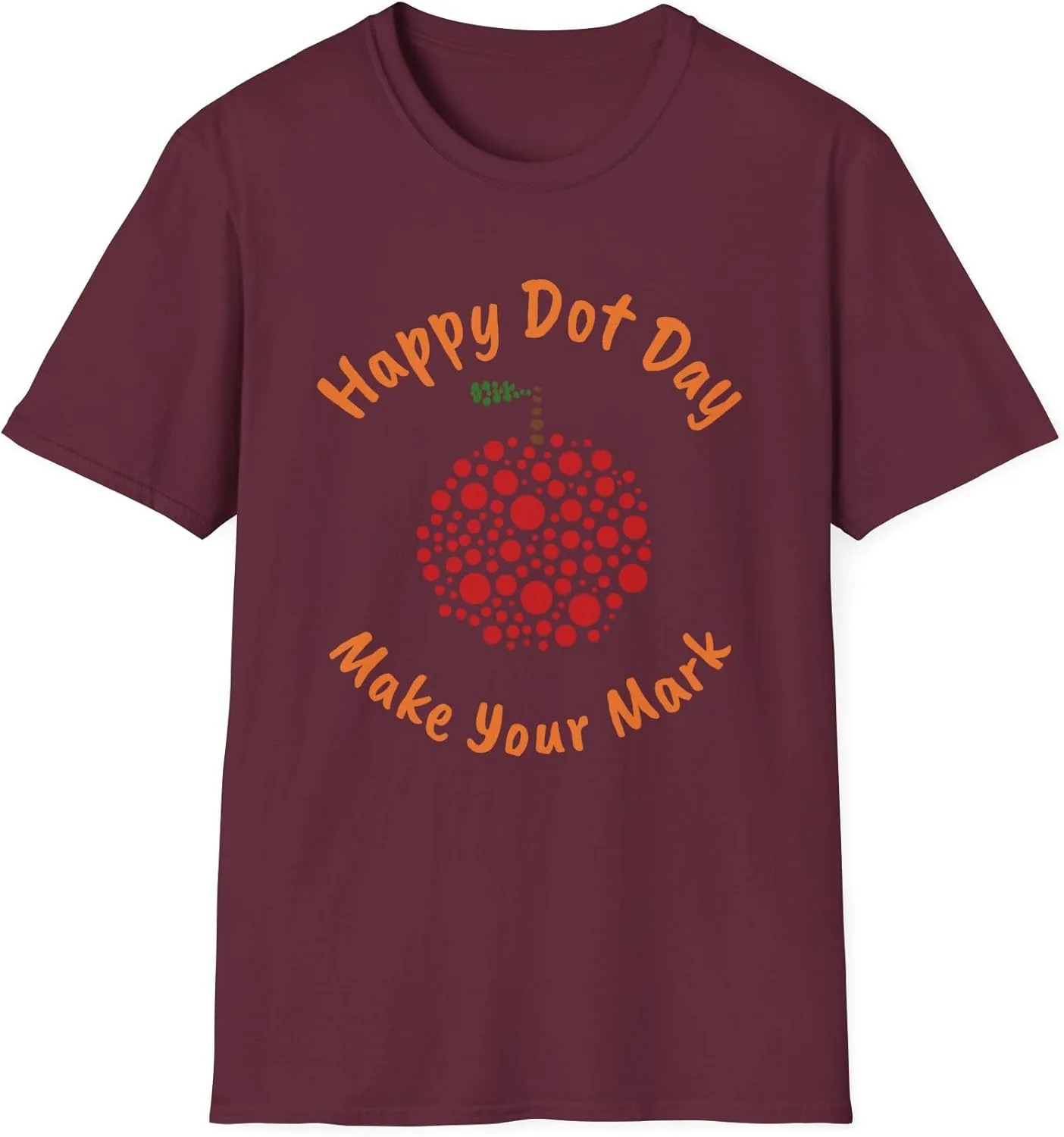 Футболка с принтом Happy Dot Day Make Your Mark Apple для учителя, арт-класса, вдохновляющая футболка, топ для класса, сентябрьская футболка GENERIC, бордовый