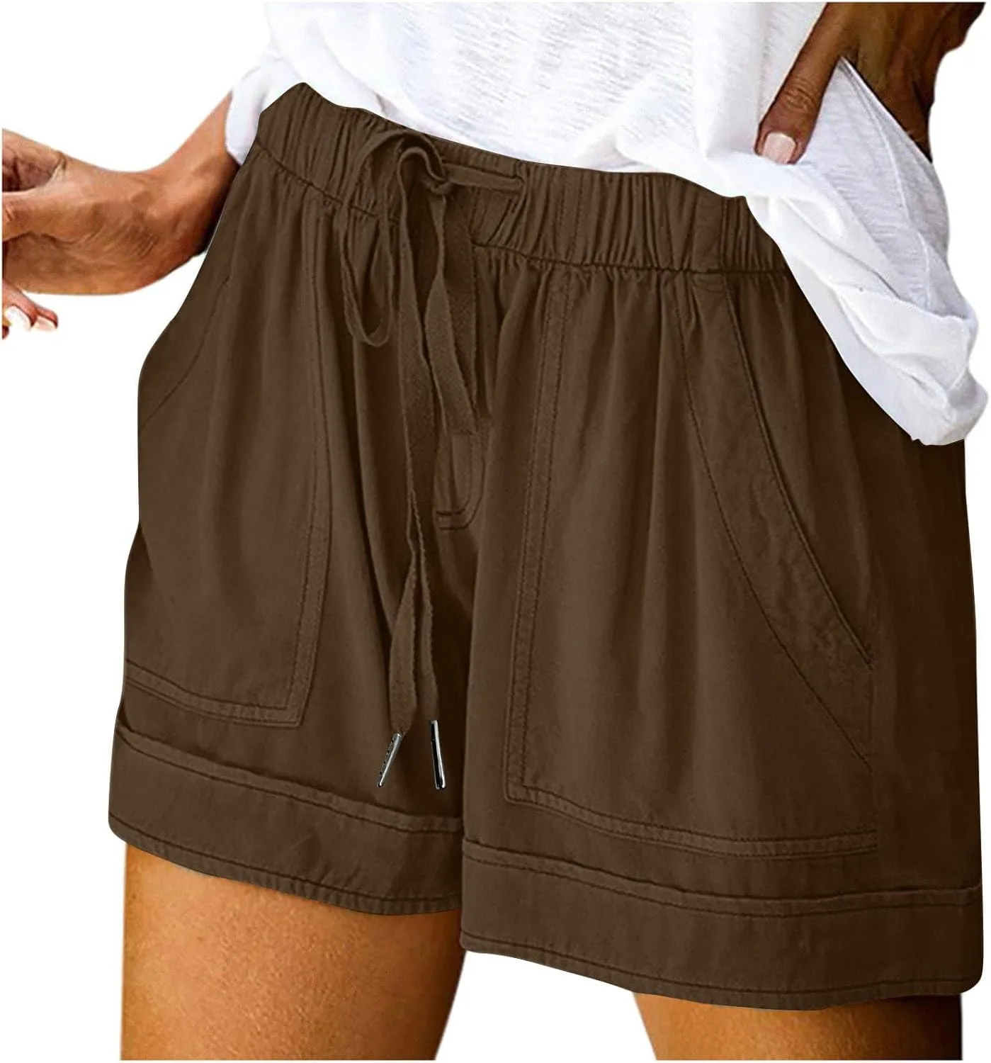 

Женские шорты Casual Plus Size с эластичным поясом и карманом