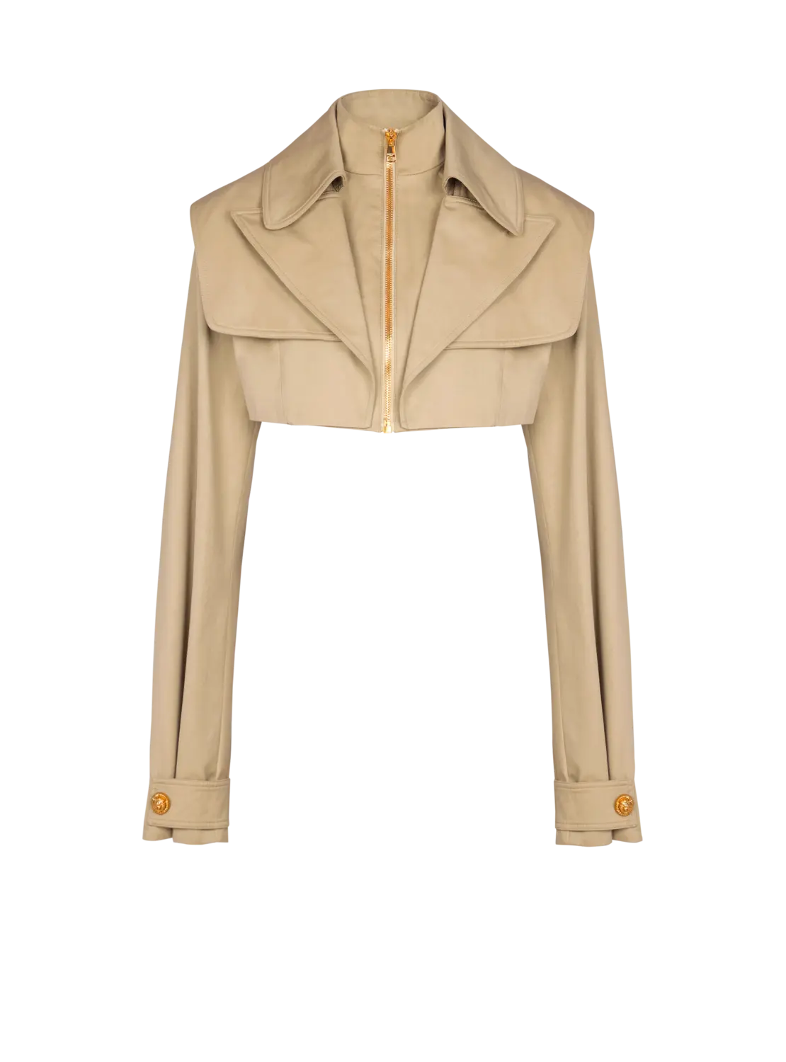 

Укороченный жакет из габардина Balmain, бежевый