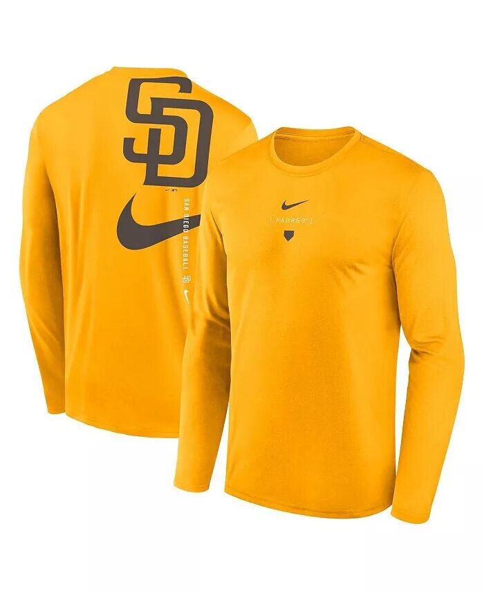 

Мужская золотая футболка San Diego Padres с большой галочкой на спине Legend Performance Nike