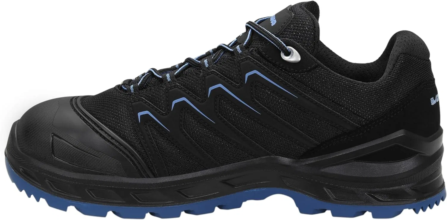 ELTEN Рабочие защитные ботинки LOWA Larrox Work GTX Black-Blue Lo S3 CI, женские и мужские, текстильные, со стальным защитным носком, легкие, спортивные — фото 3