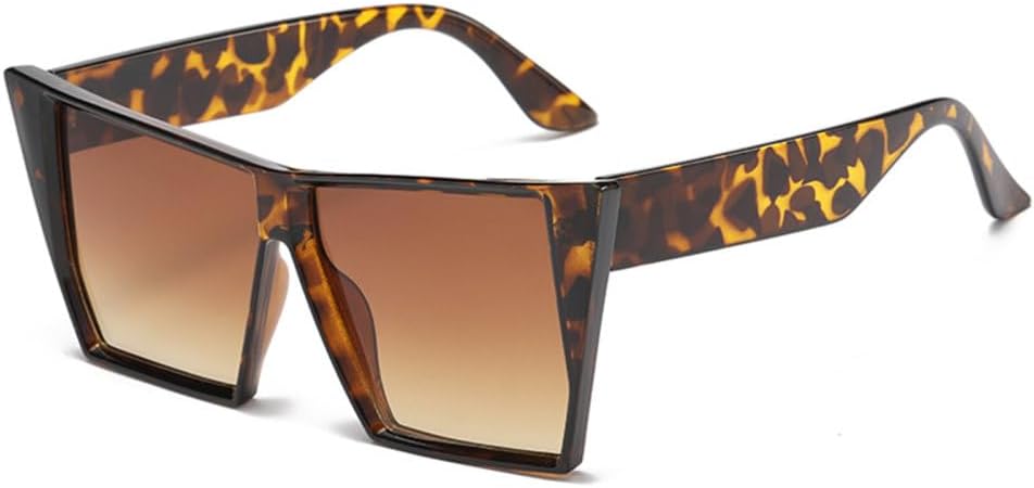 

Женские солнцезащитные очки большого квадратного размера 2027 года, модные солнцезащитные очки с градиентными линзами и защитой от УФ-излучения UV400 MTZJH, Leopard Brown