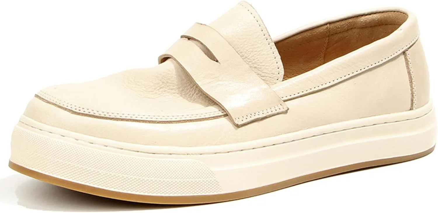Лоферы кожаные Platform Penny Loafers, слоновая кость WinDhana