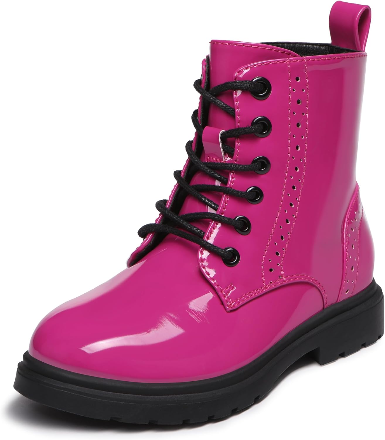 

Водонепроницаемые боевые ботинки Athlefit для мальчиков и девочек, на шнуровке с боковой молнией, ботильоны для малышей, детей младшего и старшего возраста, Rose Patent