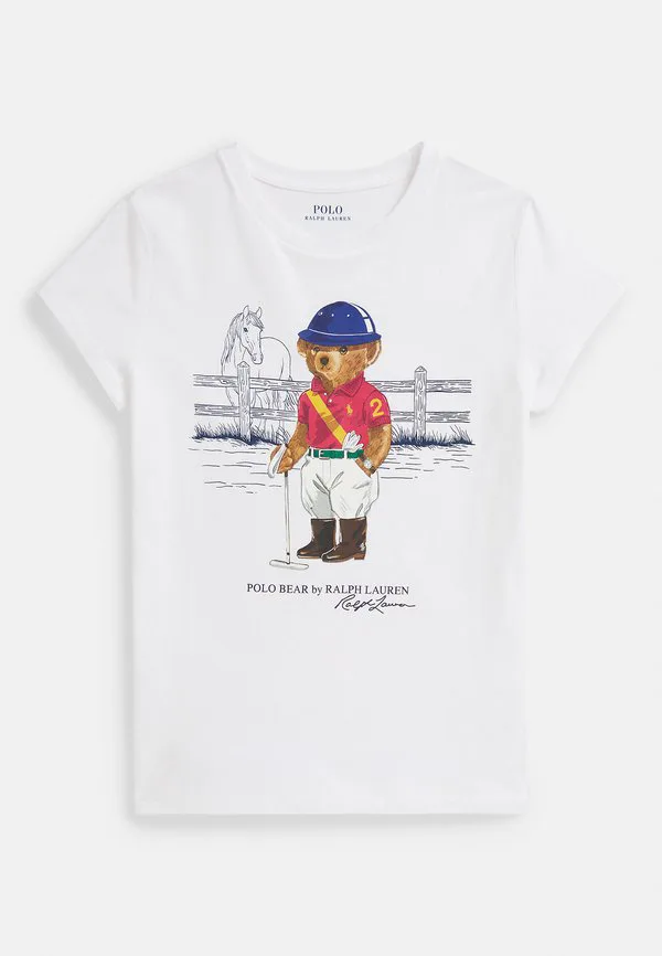 Футболка из хлопкового трикотажа polo bear с принтом 714y. Polo Ralph Lauren, White