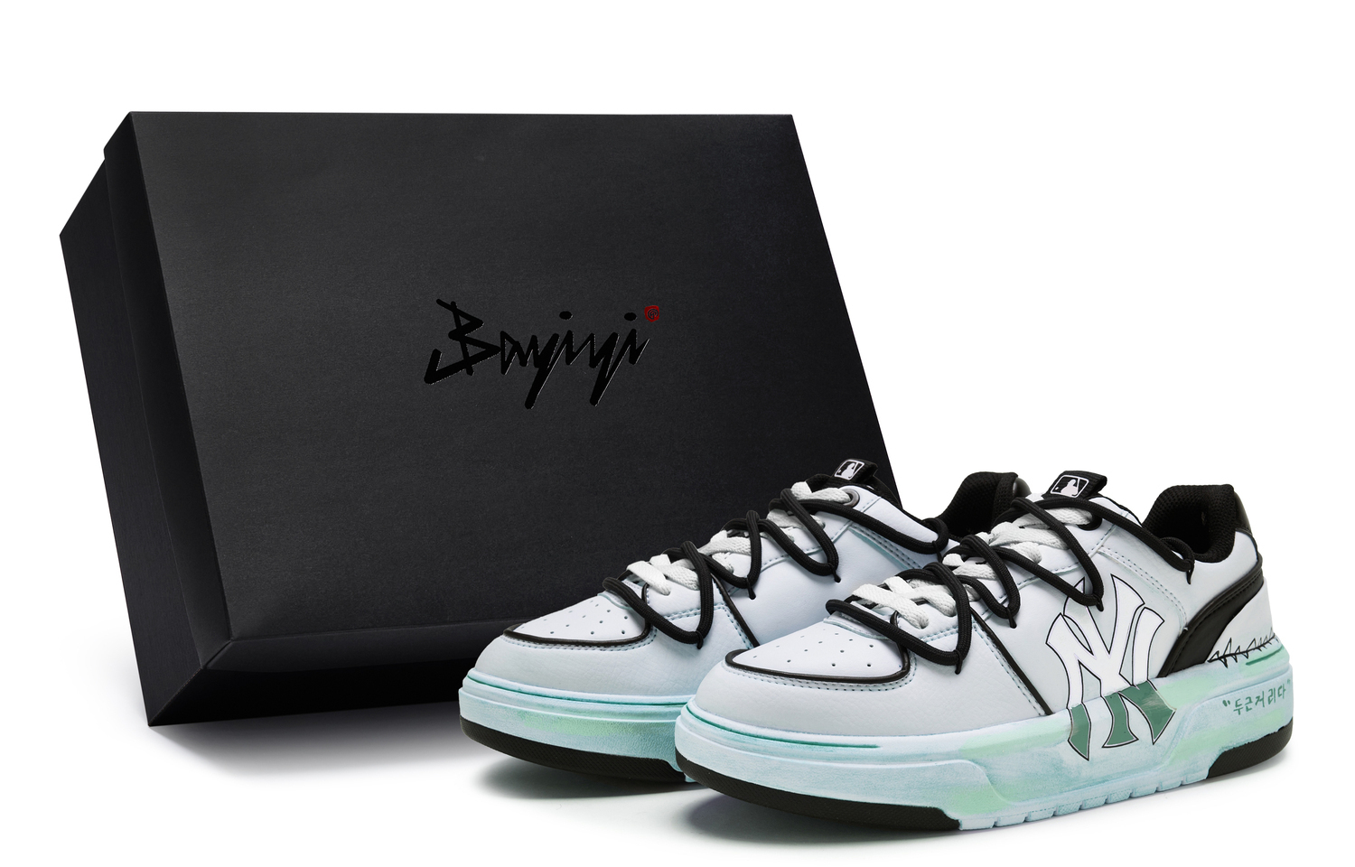 

MLB Чанки лайнер скейтборд обувь унисекс лоу топ черный голубой черный, цвет Cyan Black