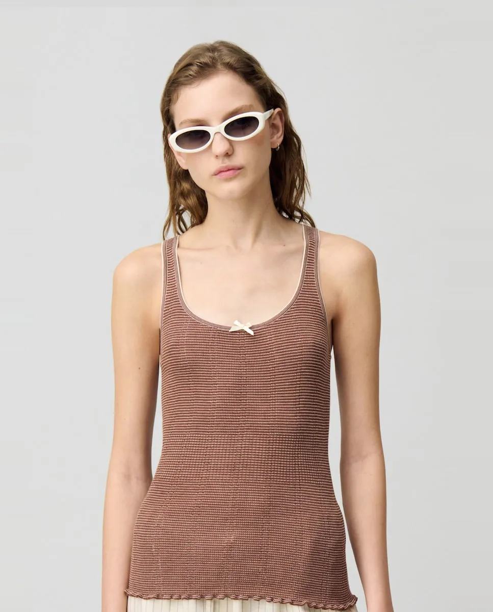 

Женский топ тонкой вязки с декоративным бантом Claudie Pierlot, коричневый