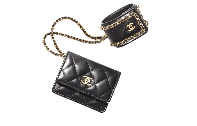 CHANEL Женский картхолдер из овчины и металла Gold Black — фото 2