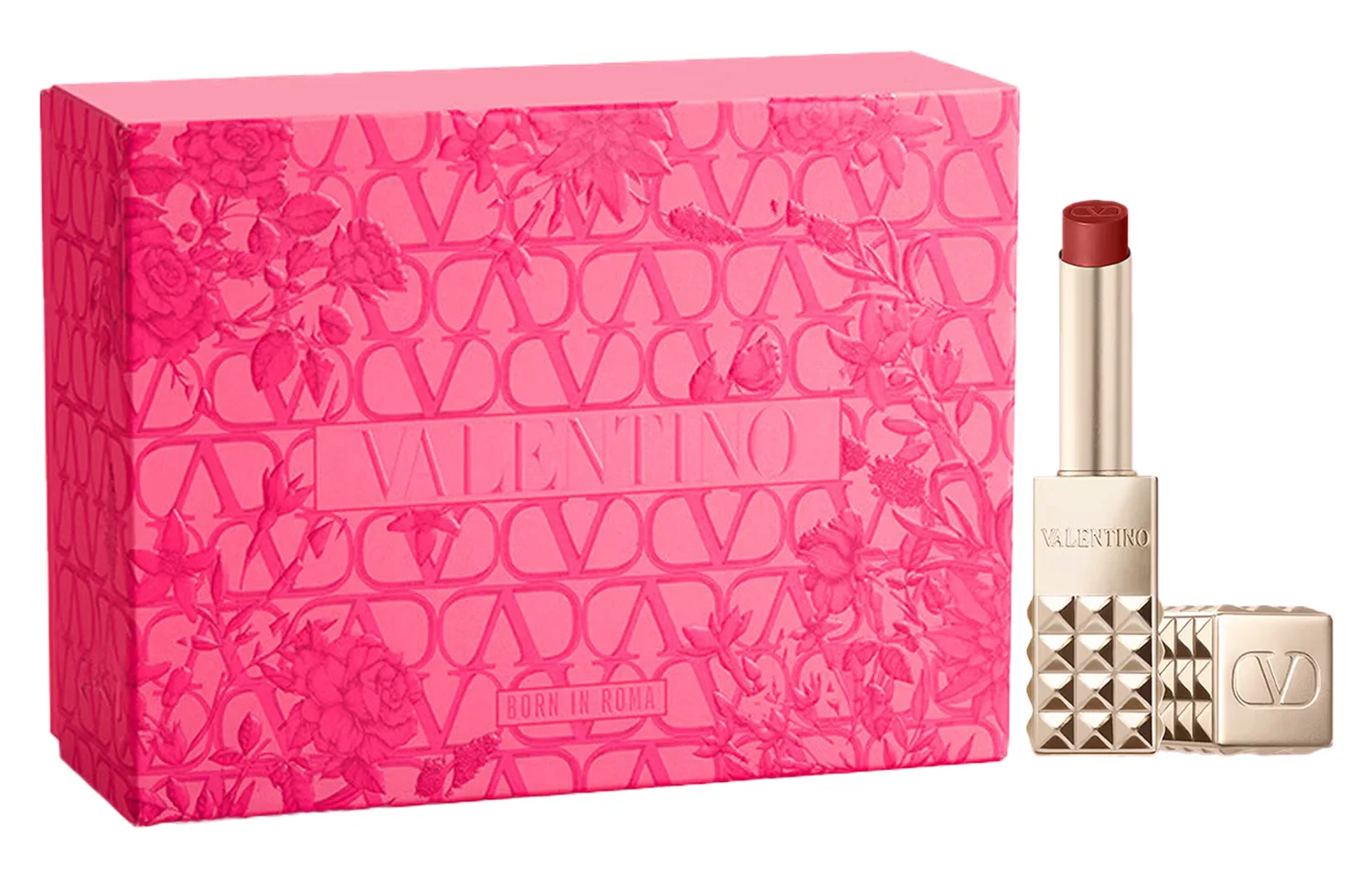 Valentino Помада Stud Rose Box матовая, легко растушевывается, 2,3 г, [Audacious Is Me]Stud Lipstick #77A — фото 3
