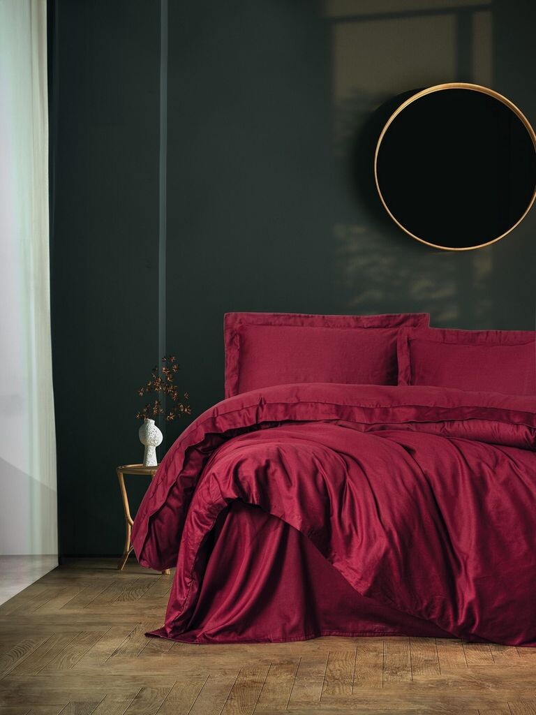 

L'Essentiel Linge de Maison, Elegant — бордово-красный, комплект двойных пододеяльников из атласа, винно-красный, 100 % хлопковый сатин, 200 x 220 см