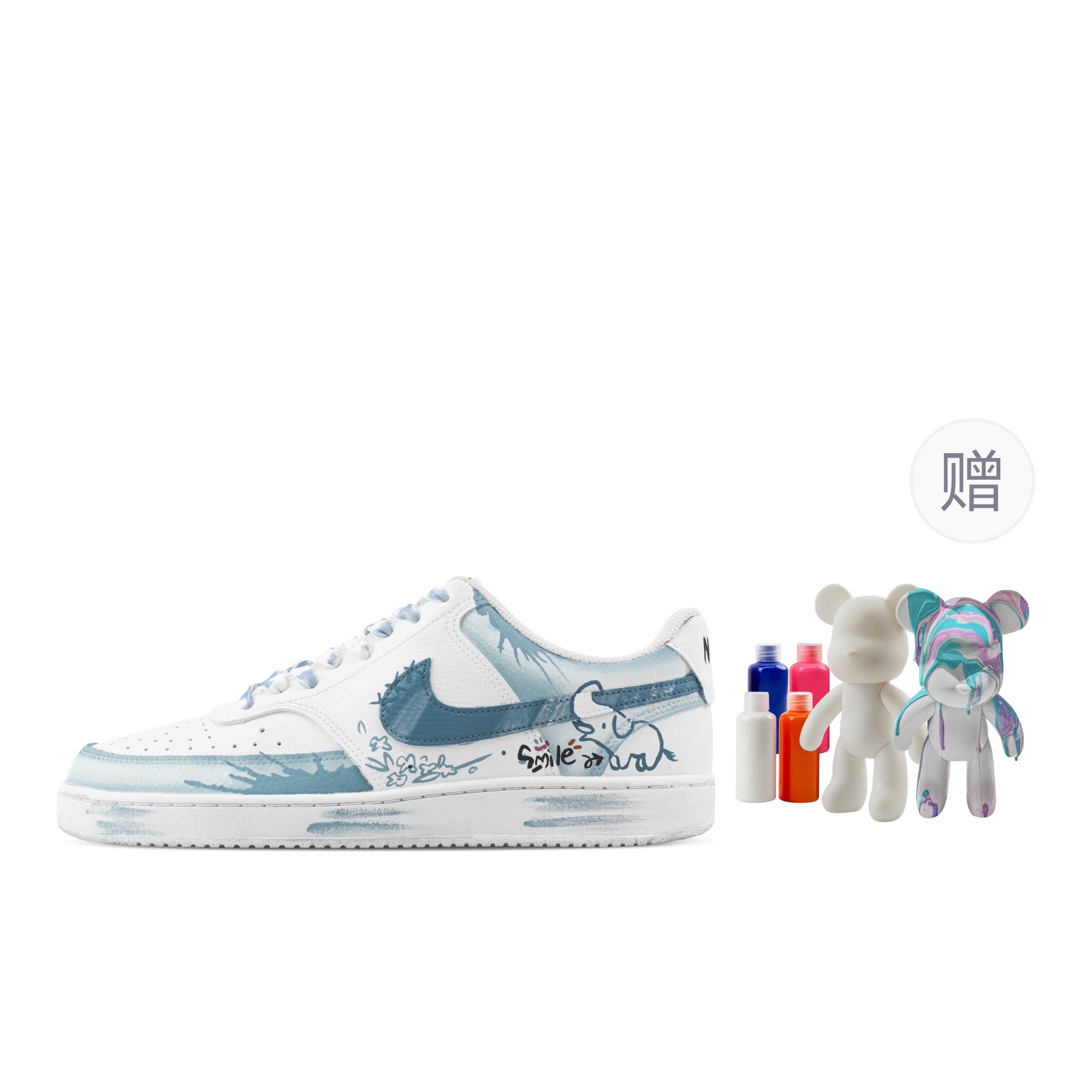 

Nike Кроссовки Court Vision 1 Elephant, Fluid Bear, износостойкие, низкие, для скейтбординга, мужские, цвет голубо-белый
