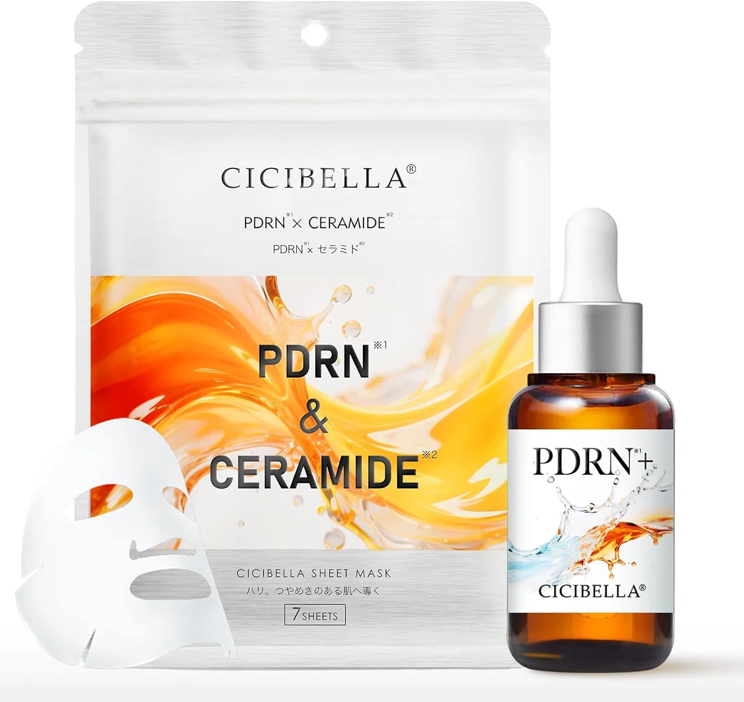 Набор для ухода за кожей PDRN & Ceramide Cicibella сыворотка + 7 масок