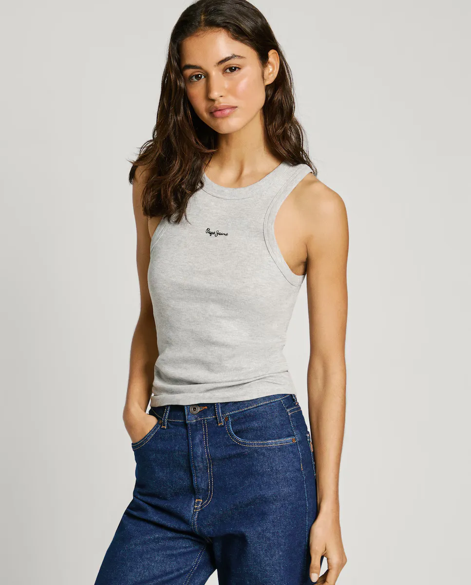 

Женский топ без рукавов в рубчик Pepe Jeans, серый