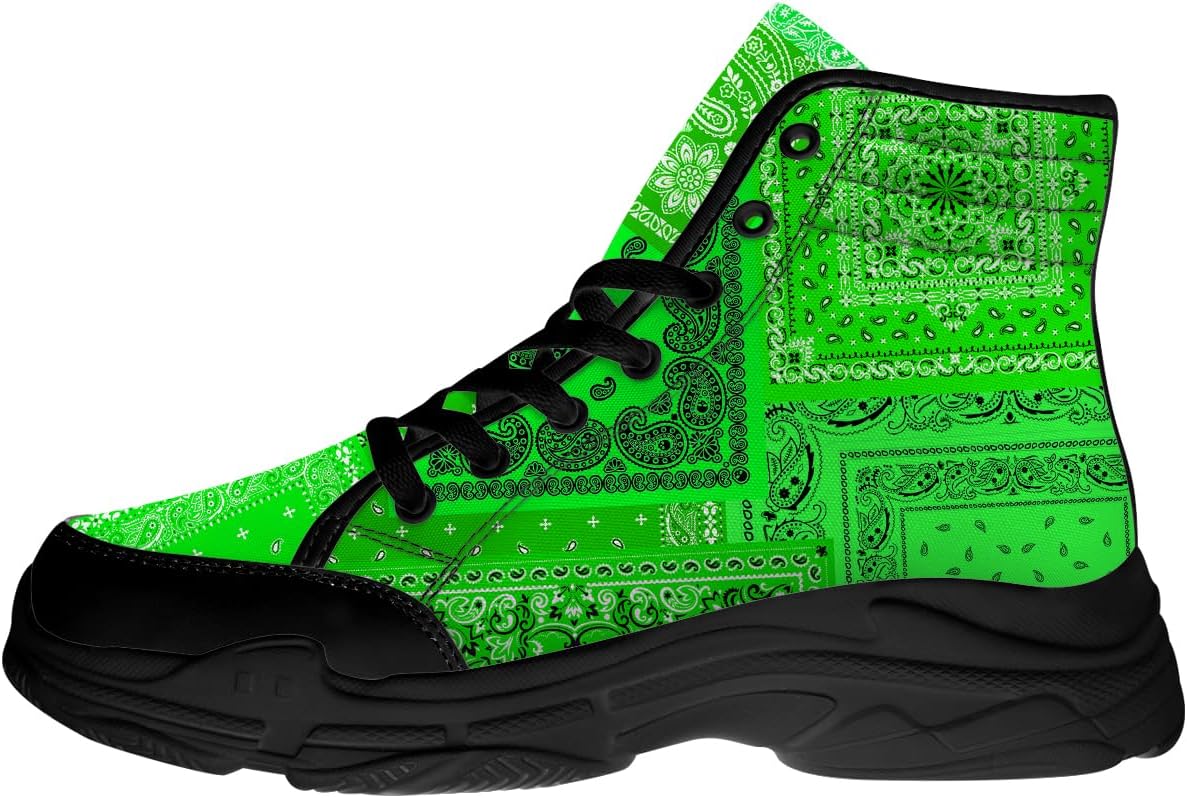 

Высокие кеды с банданной для женщин и мужчин, парусиновые платформенные туфли с кружевной застежкой и принтом пейсли, подарки для нее и него Generic, 3103 Green