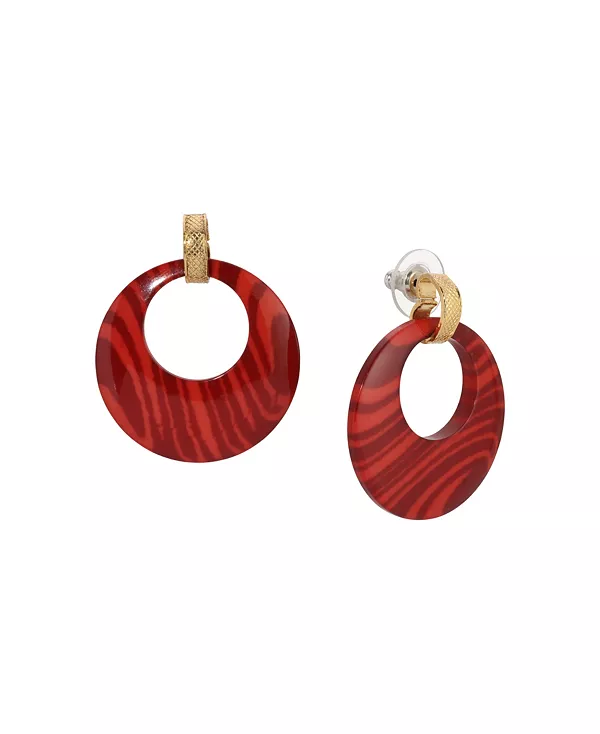 

Серьги-Кольца золотистого тона бордового цвета 2028, red
