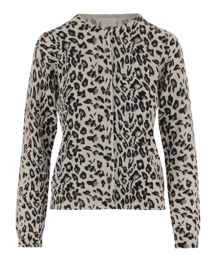 

Кардиган из шерсти и кашемира с леопардовым принтом Allude, мультиколор