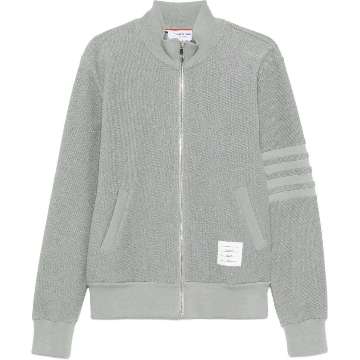 

THOM BROWNE Четырехполосный худи на молнии, Light Gray