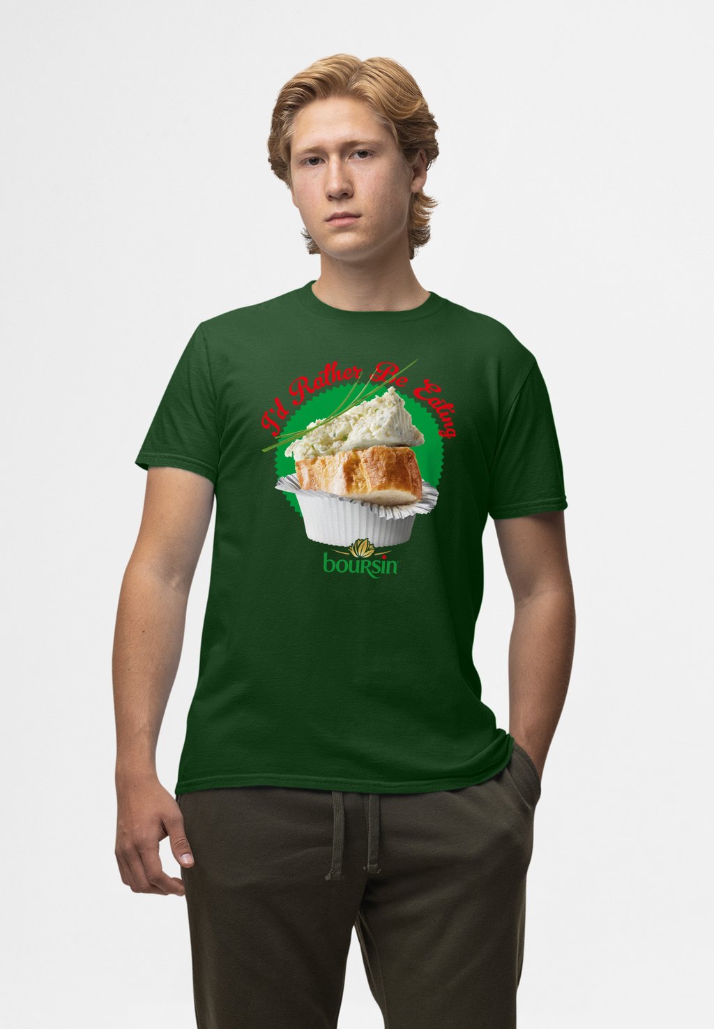 

Футболка с принтом BOURSIN ID RATHER BE EATING Henry Tiger, темно-зеленый