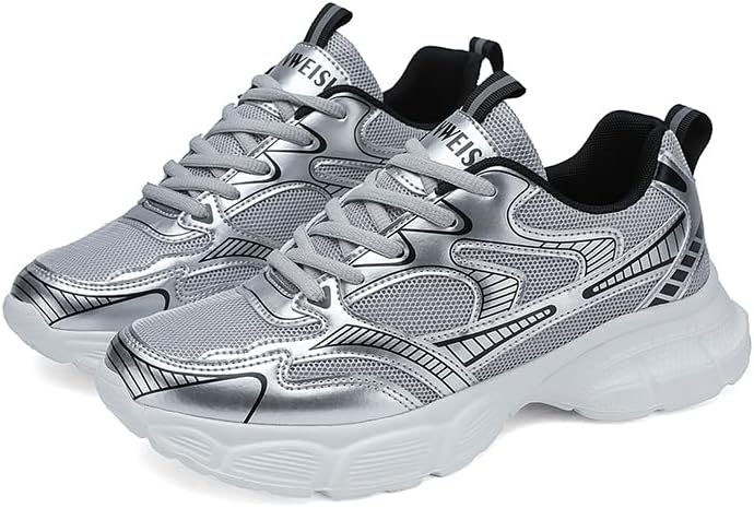 

Мужские кроссовки, повседневные, для ходьбы, удобные, слипоны, рабочие, спортивные, низкие, массивные Wanweisi., серебро
