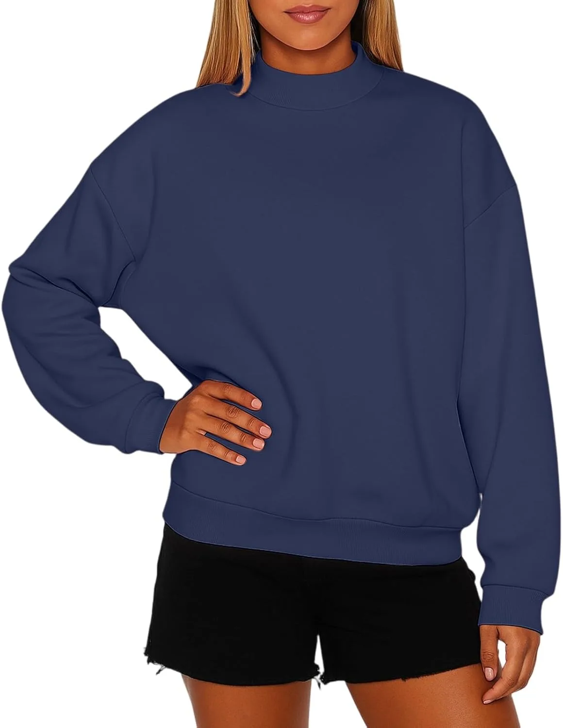 

Свободный свитшот для женщин с воротником стойкой