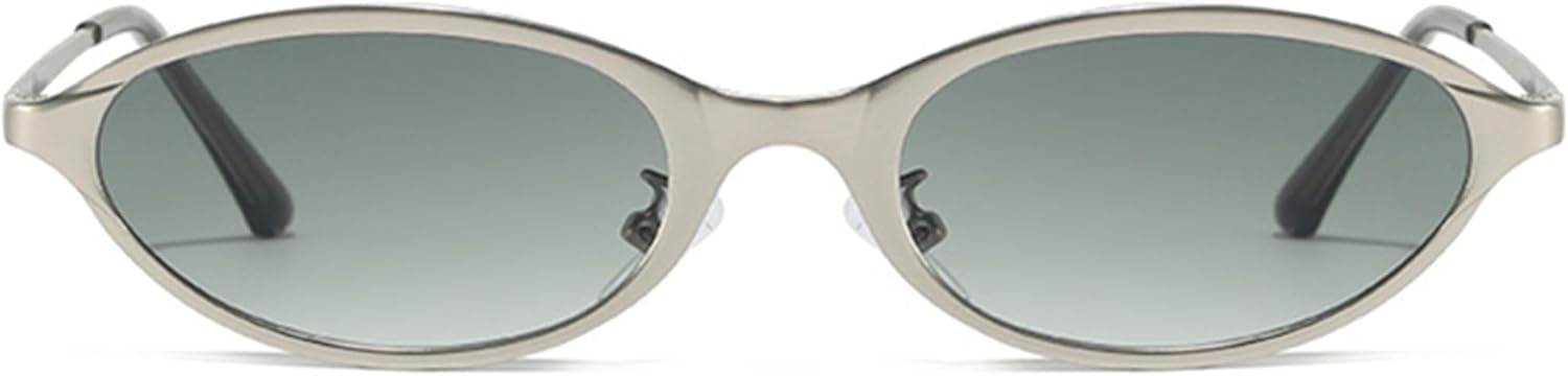 

Солнцезащитные очки Bullabulling в стиле ретро, ​​овальные, металлические, для женщин, стильные «кошачий глаз», в стиле 90-х, легкие, узкие, с модной защитой от УФ-излучения, Silvery Green