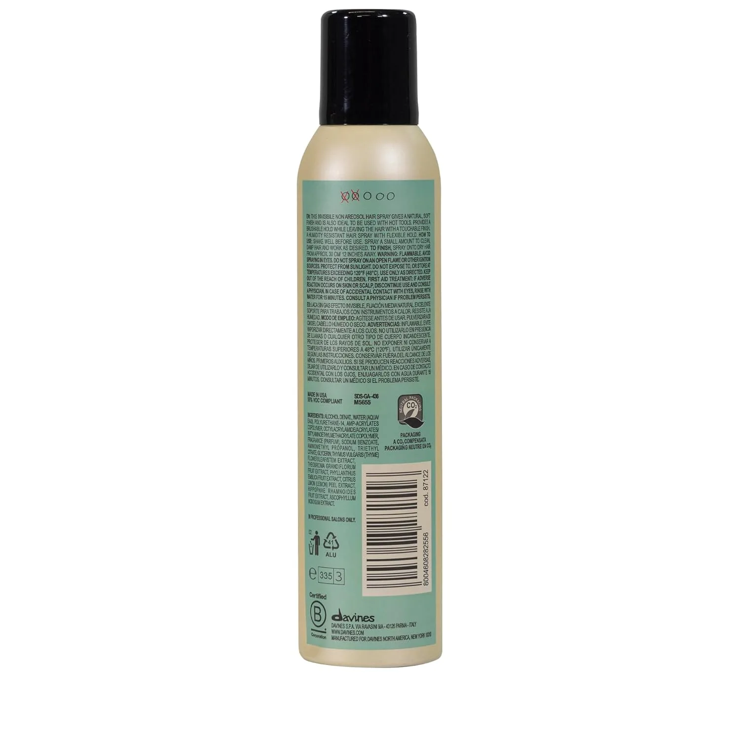Davines This Is An Invisible No Gas Spray, Medium Hold Natural Finish - Неаэрозольный спрей для фиксации кистью - Быстросохнущий и влагостойкий, 8,45 жидких унций — фото 2