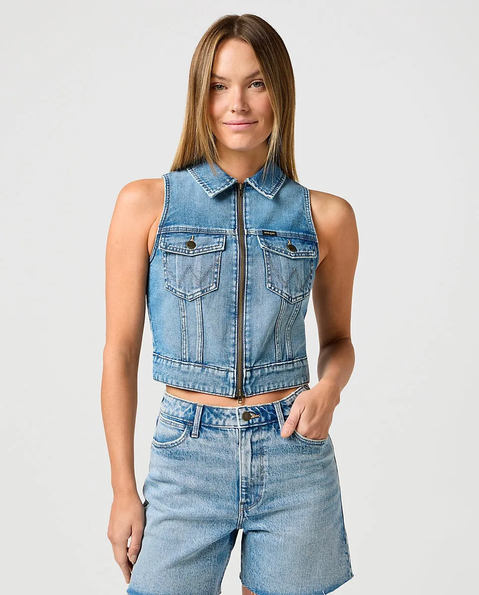 

Женский джинсовый жилет светло-голубого цвета Wrangler, индиго