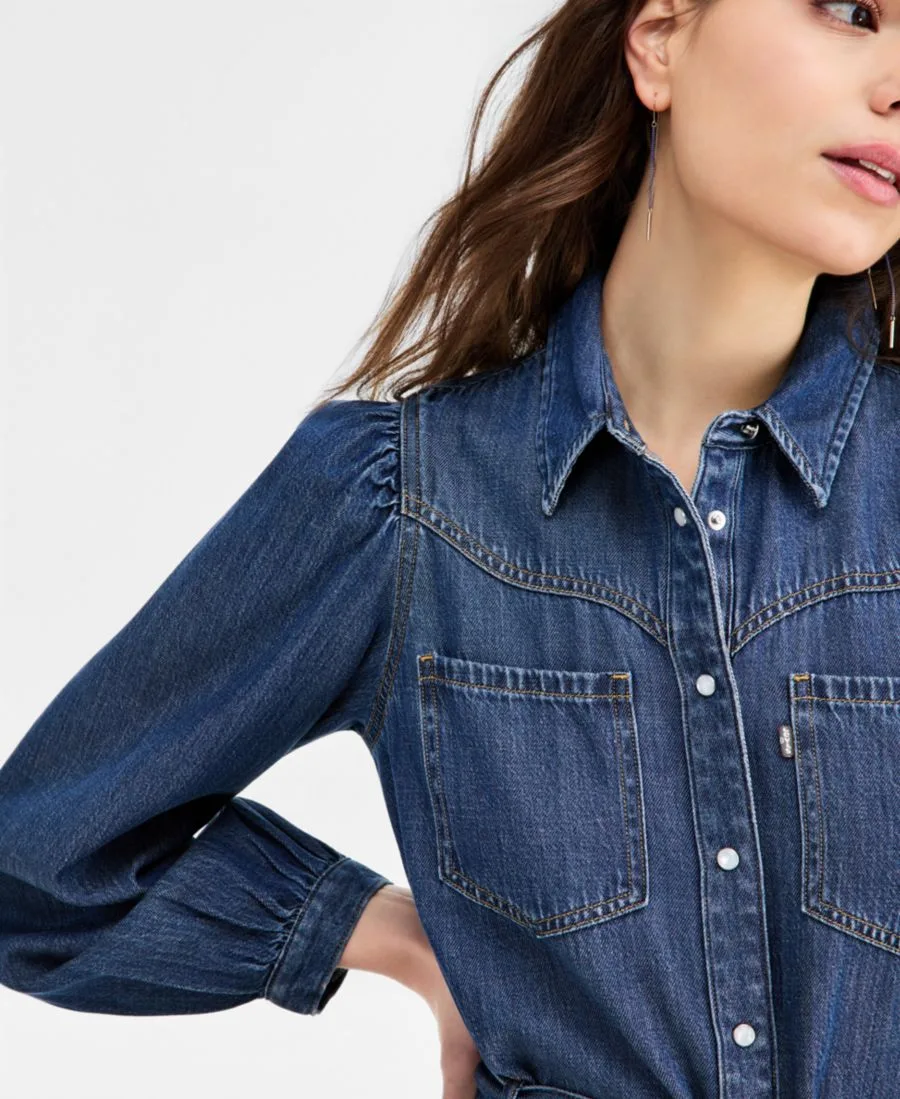 Женское платье с воротником-стойкой и длинными рукавами Levi's, Celestial — фото 4