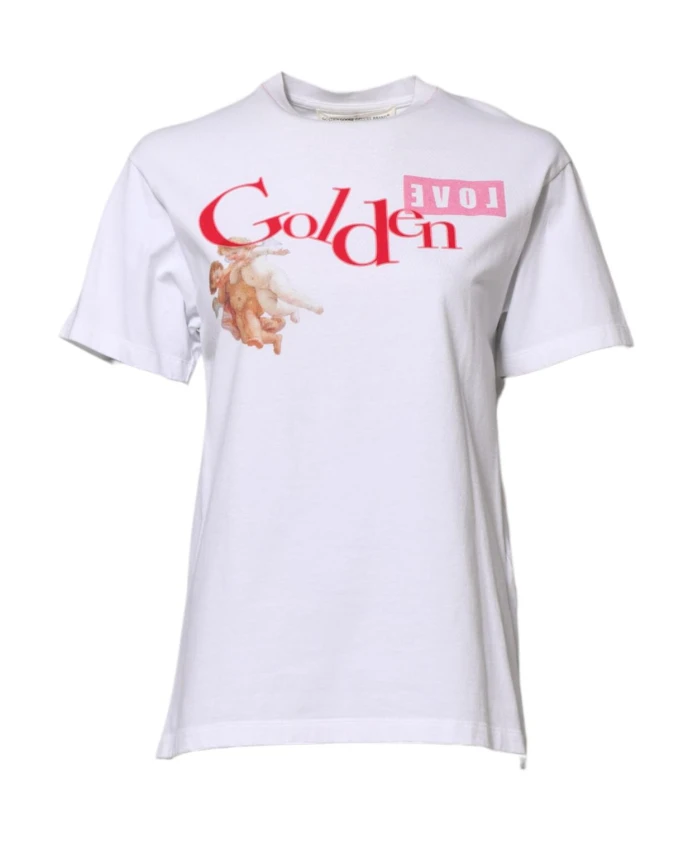 

Хлопковая футболка с логотипом Golden Goose, белый