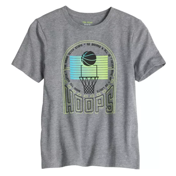 

Футболка с принтом для мальчиков 8-20 лет, обычная и свободная Tek Gear, цвет bball hoops gray