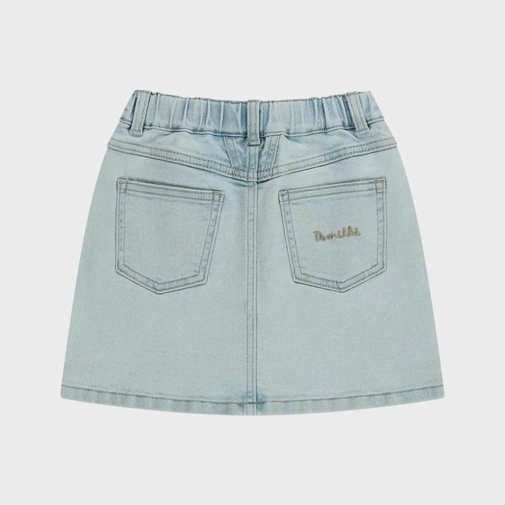 Детская джинсовая мини-юбка X-Pocket светло-голубого цвета от Marithé Kids — фото 3