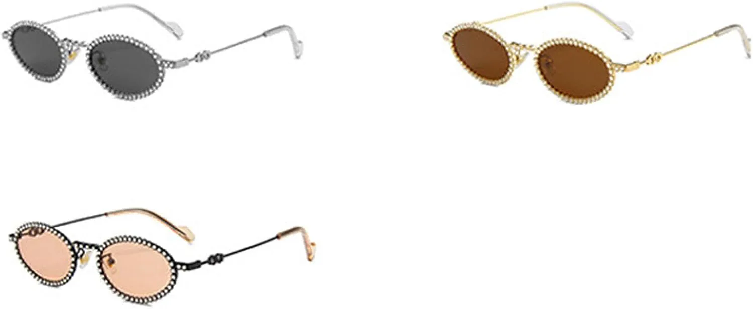 

Модные солнцезащитные очки в овальной металлической оправе для женщин и мужчин, для активного отдыха и вождения, с защитой от УФ-излучения UV400 TKKTLLT, Black Tea