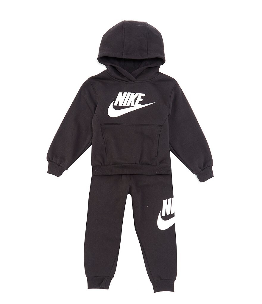 

Комплект из флисовой худи с длинными рукавами и брюк для бега Nike Little Boys 2T-7 Club, черный