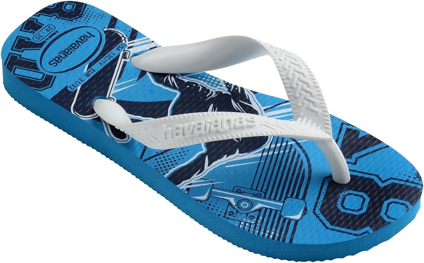 Детские шлепанцы Havaianas: удобные, легкие и практичные, с яркими рисунками, широкими ремешками и нескользящей подошвой, бирюзовый — фото 4