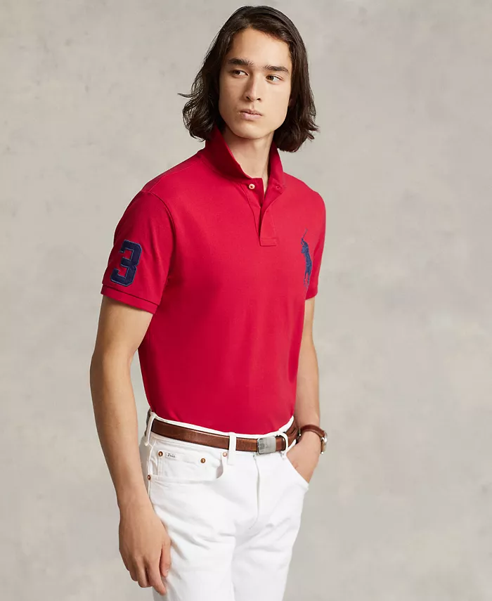 

Мужская поло Big Pony Custom Slim Fit с сетчатой тканью Polo Ralph Lauren, красный