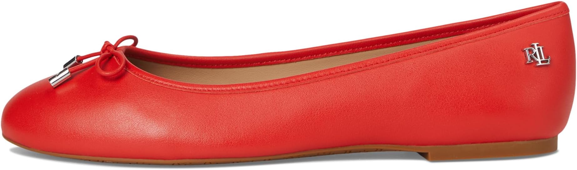 Балетки Lauren Ralph Lauren Jayna Nappa Leather Flats, цвет Bright Vermilion — фото 4
