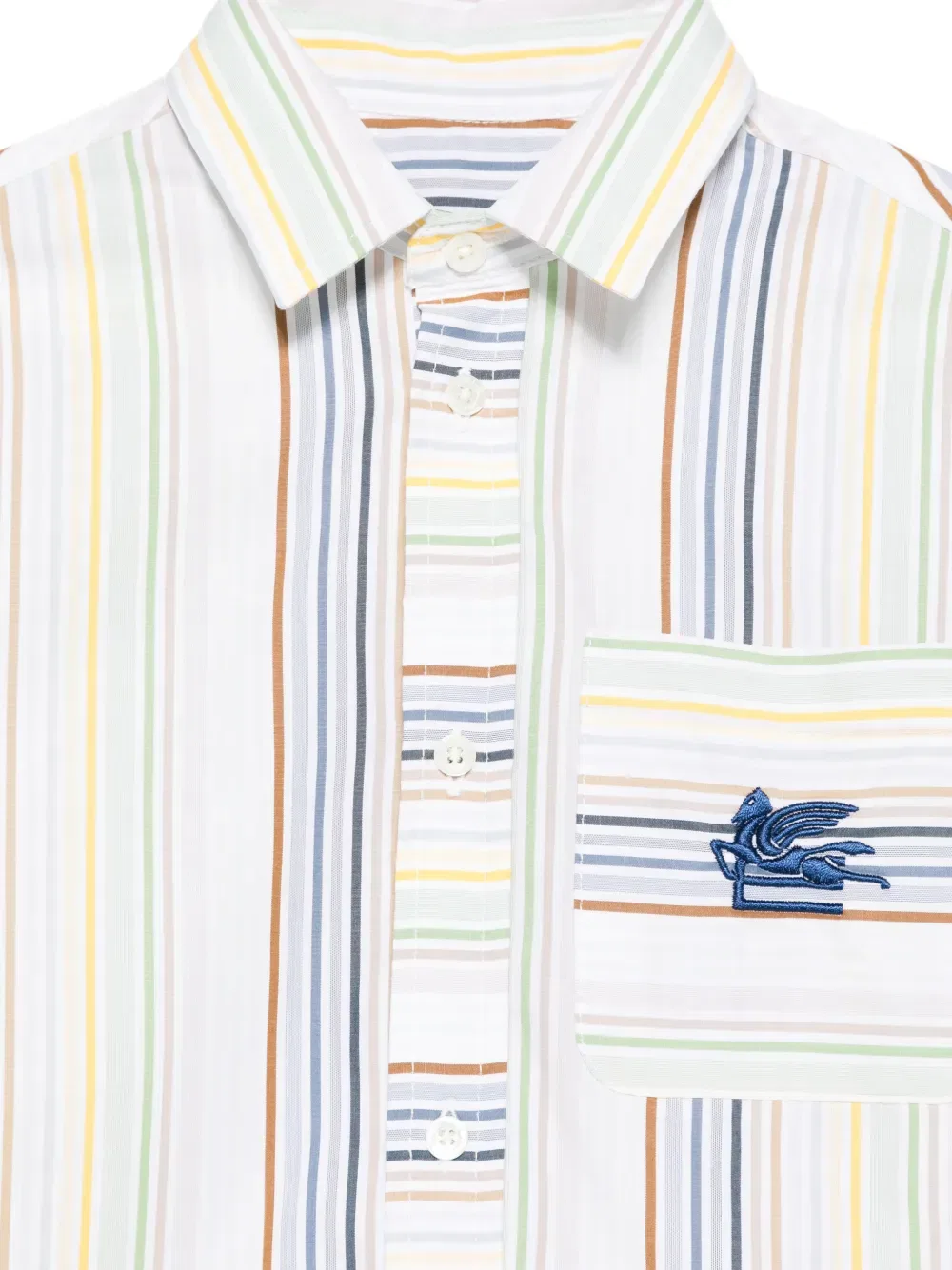 Полосатая вышитая рубашка Etro Kids, белый — фото 3