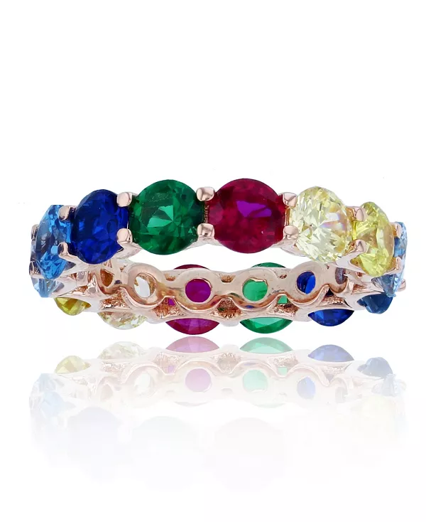 

Кольцо-Вечность с радужными кубическими циркониями из стерлингового серебра с покрытием из 14-каратного розового золота Macy'S, rainbow