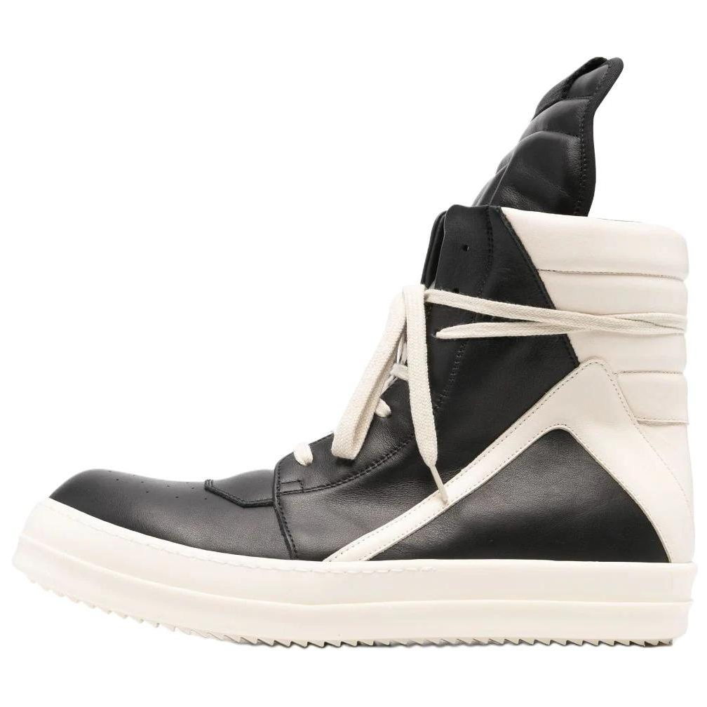 

Высокие кожаные кроссовки для скейтбординга мужские черно-белые RICK OWENS