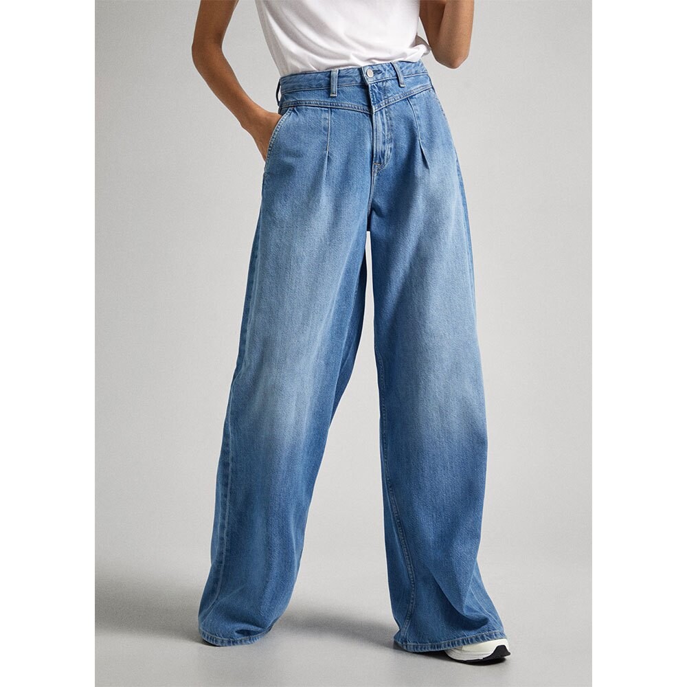 

Джинсы Pepe Wide Leg Pleat Fit high waist, синий