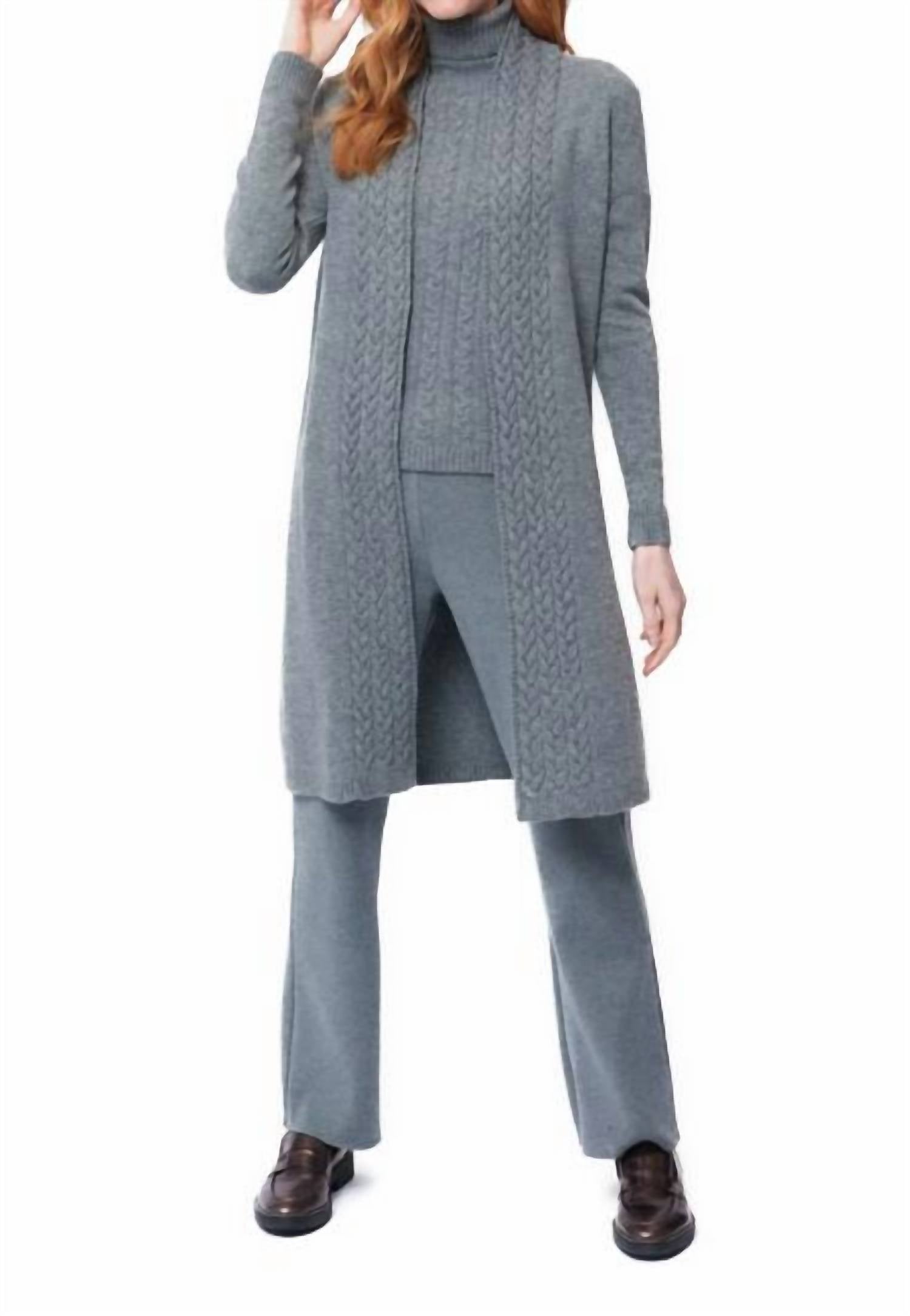 

Пальто Leana Cable-Knit с поясом, серое BIANA, серый