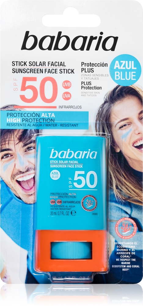 

Солнцезащитный карандаш-стик Blue Face для лица и чувствительных зон. Babaria, spf 50 20 мл