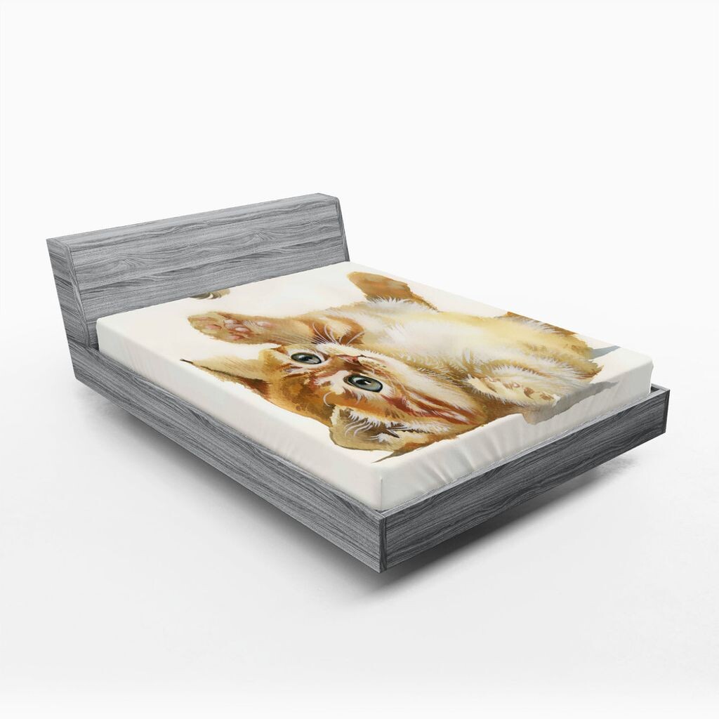 

Простыня ABAKUHAUS Animal, «Милый кот, играющий с пером», акварель, нарисованная вручную иллюстрация, 90 x 200 см, Абрикосово-белый кремовый цвет